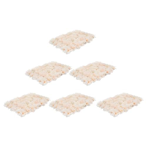 3D Artificial Flower Wall Panels 6 Pack 23.62'' x 15.74'' Silk & Plastic Flower Backdrop, Handmade with Champagne Roses/Hydrangeas/Dahlias, Decor for Wedding Party Home Garden Wall Decorations - color: 6pcs Champagne Rose+dahlia+hydrangea