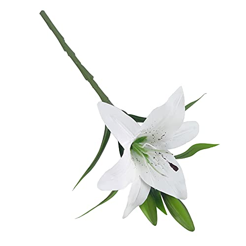 7 Pcs Artificial Lily Flowers Artificial Lilies Flowers for Home Wedding Bouquets Home Hotel Party Decor Graves Arrangement (White) - color: White