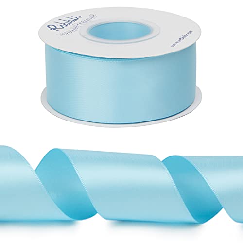 Ribbli Light Blue Baby Blue Double Faced Satin Ribbon,1-1/2” x Continuous 25 Yards,Use for Bows Bouquet,Gift Wrapping,Wedding,Floral Arrangement - color: Blue Light, size: 1-1/2 inch