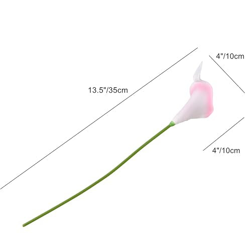 Mandy's 20pcs Pink Calla Lily Artificial Flowers | 13.5 Inch PU Realistic Bouquet for Vase Elegant Home Decor Centerpiece Wedding Bridal Bouquet Table Decoration - color: Pink-1