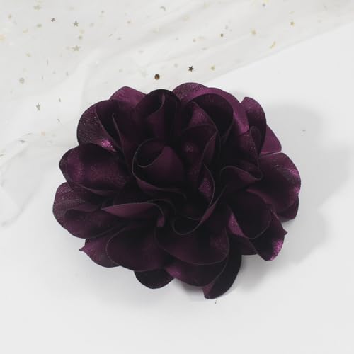 Large Rose Flower Brooches and Pins for Women | Rose Flower Hair Clips for Women, Lapel Pins for Women | Brooch for Women Dresses | Hat Pins for Women, Flower Hair, Pin for Clothes, Grape 6.3 Inches - color: Grape