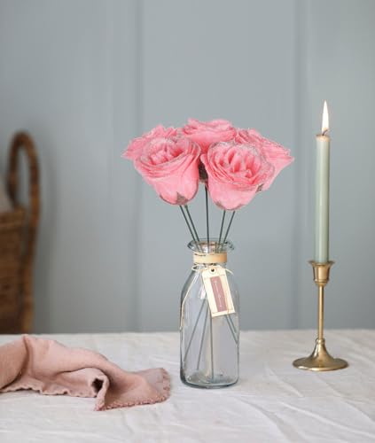 30PCS Glitter Roses Fake Peach Flowers Artificial Roses with Stems for Wedding Bouquet Party Christmas Home Decor(Peach with Silver Glitter) - color: Peach With Silver Glitter