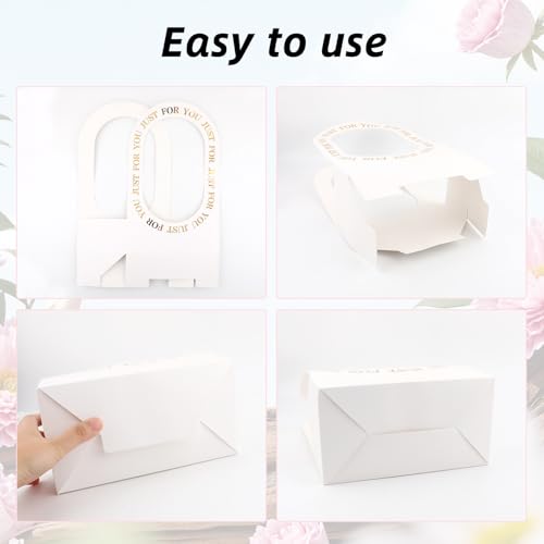 ARPOVIST 20 Pack Flower Arrangement Boxes, Foldable White Bouquet Box Bags with Handle, Floral Gift Box for Bouquets, Wedding Flower Packaging, Florist Supplies for Birthday Valentine's Day - color: White, size: 1 Count (Pack of 20)