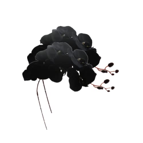 Rikyo 8 Heads Faux Black Orchid,40" Bouquets 2 Stem Phalaenopsis No Fade Petals Fake Flowers Forever Plants for Home Decoration, Office Decor,Wedding Party Decoration - color: Black