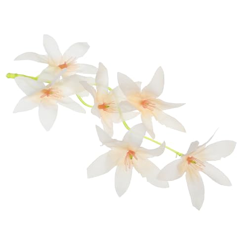 PATIKIL 7 Inch Artificial Orchid Flower, 24 Pcs Floating Candles Simulation Flower Cylinder Vase Fillers for Home Wedding Decoration, Champagne - color: Champagne