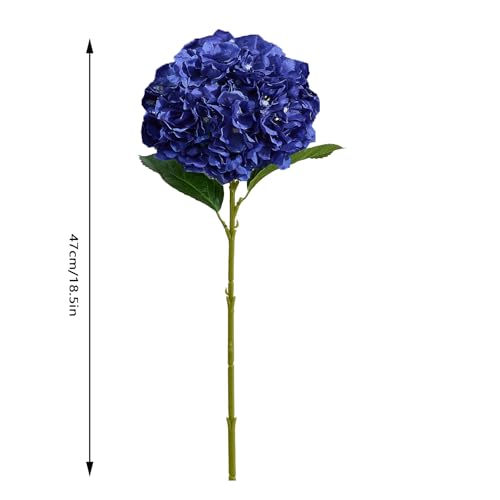 8Pcs Navy Blue Fake Flowers Silk Hydrangea Artificial Flowers Bouquets Faux Hydrangea Stems for Home Table Centerpieces Wedding Party Decoration - color: Navy Blue