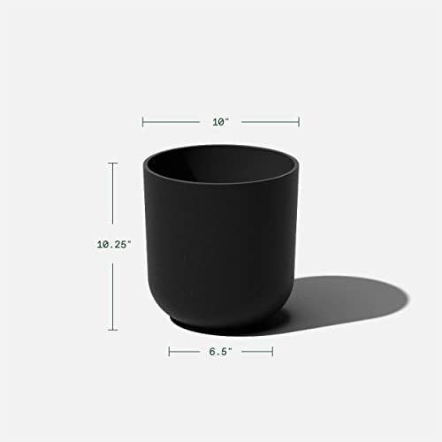 Veradek Mason Series Lima Planter - Round Planter for Indoor or Outdoor Porch/Garden | Made from Plastic-Stone Composite with Drainage Holes | Modern Décor for Succulents, Flowers, Small Plants - color: Black, size: 10 inches