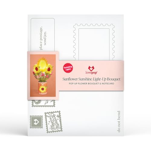 Lovepop Sunflower Sunshine Light-Up Bouquet - 3D Pop Up Paper Flower Bouquet for Her, Women, Mom, Friend (Birthday, Get Well, Thinking of You, Mother's Day) 12 Inch - Blank Notecard & Envelope Included - color: Sunflower Sunshine Light-Up Bouquet