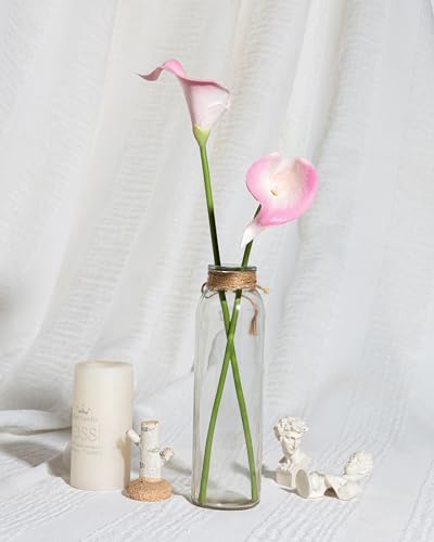 DuHouse 20Pcs Artificial Calla Lily Flower Real Touch Latex Flowers for DIY Wedding Bouquet Party Home Decor (White Pink) - color: White Pink, size: 20pcs