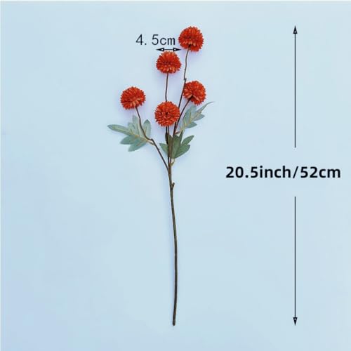 6pcs Pompon Mum Artificial Flower,Faux Silk Mini Chrysanth with Stems,for DIY Bouquet Centerpieces Office Wedding Decoration (Burnt Orange) - color: Burnt Orange