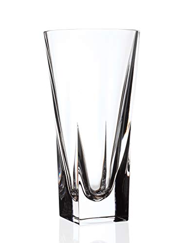 Barski Vase - Crystal Glass - 12" H - for Flowers - Roses - Square Bottom - Round Opening - Made in Europe