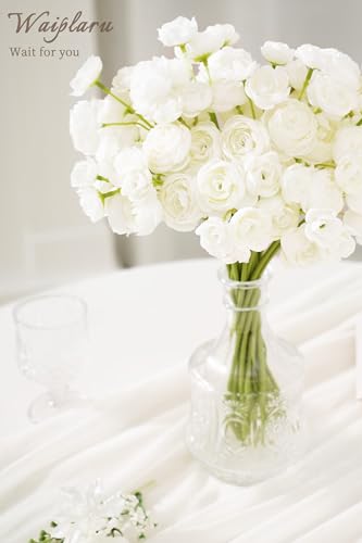 Waipfaru Ranunculus Artificial Flowers, 18Pcs 14In Fake Peonies Artificial Flowers, White Faux Flower for Vase Silk Flower Real Touch Faux Peony Bulk for DIY Wedding Bouquet Home Bridal Shower Decor - color: White, size: 18Pcs
