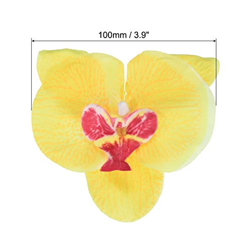 PATIKIL 3.9" Artificial Orchid Flower Heads, 20 Pack Silk Phalaenopsis Fake Butterfly Orchid Heads for Wedding Floral Bouquet Decor DIY Craft Making, Yellow - color: Yellow, size: 3.9"