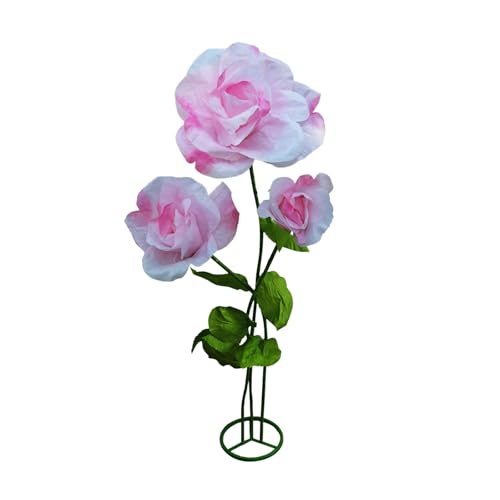 Giant Artificial Flower 3PCS 3D Realistic Waterproof Fake Flowers Durable Easy Maintenance Perfect for Home Garden Weddings Events Christmas Graduation Party Decorations (3PCS-Roses-Pink) - color: 3pcs-roses-pink