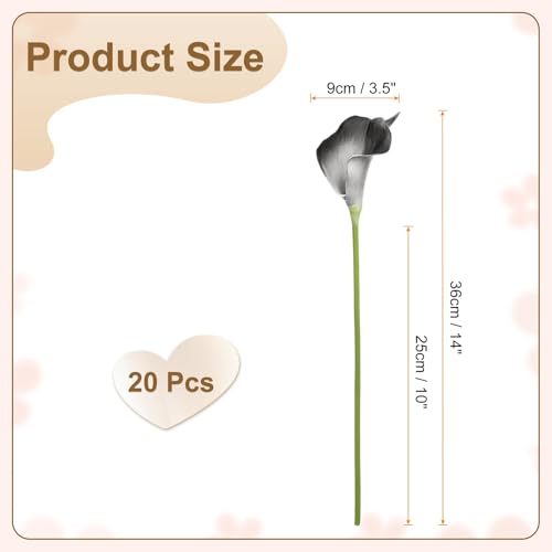 HARFINGTON 20pcs Artificial Calla Lily Fake Silk Flowers Bouquet Real Touch for Home Garden Wedding Party Decoration, Dark Gray - color: Dark Gray