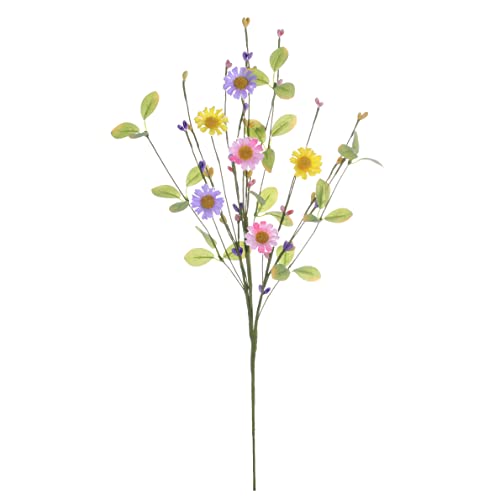 Yawwind 6 PCs Artificial Summer Flowers 17 Inches Spring Flower Branches Faux Floral Picks with Daisy Wildflowers for Vase Home Indoors Flower Arrangements Table Centerpieces Decor