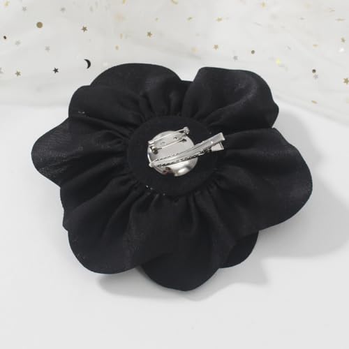 6.3” Large Flower Rose Brooch Pins for Women Fashion | Elegant Black Rose Hair Clip Large Flower Brooches for Women, Floral Clips & Lapel Brooch Pin for Dresses, Must Have in Fashion Dress Accessories - color: Black
