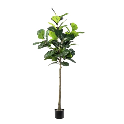 Artificial Fiddle Leaf Fig Tree, 6FT Faux Ficus Lyrata Plant Tall Fake Tree for Home Decor Artificial Tree for Indoor Office Living Room (Fiddle Leaf Fig Tree, 6 FT) - color: Fiddle Leaf Fig Tree, size: 6ft