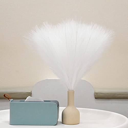 6 PCS Faux Pampas Grass Arrangement - 18"/45cm Artificial Fluffy Pompous Grass Stems for Boho Chic Home and Wedding Decor (White) - color: E1- White
