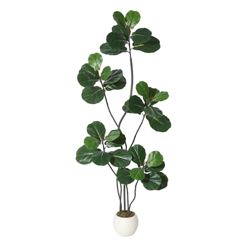GarveeHome 6FT Artificial Fiddle Leaf Fig Tree Realistic, Potted Fake Ficus Lyrata Plant with Adjustable Boughs & Modern Planter for Home Office Decor Indoor - color: Green 6ft