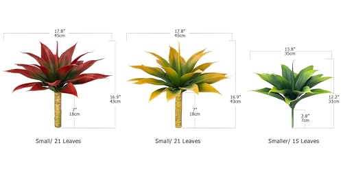 Ttranewsoo Artificial Agave Plants,Large UV Resistant Fake Agave Planters for Indoor and Outdoor Decorating Tropical Plant Succulents Greenery Indoor Decor (2Pack,18" Red) - color: Wine Red