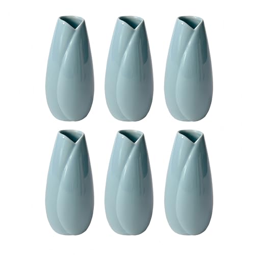 Simple Vase for Flowers Plants, Small Cute Flower Vase for Modern Table Shelf Home Decor Wedding Boho Decor, Farmhouse (6pc-HBP-Blue) - color: 6pc-hbp-blue