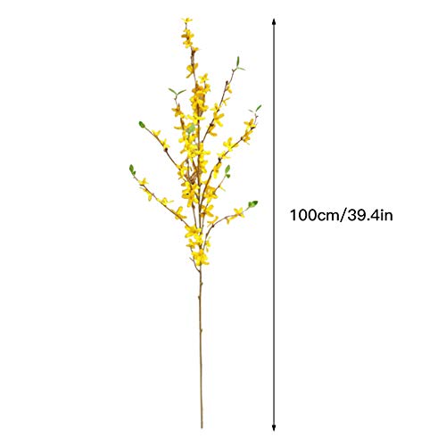 Artificial Forsythia Flowers,4Pcs 39.4 inch Artificial Forsythia Blossom Jasmine Stems Fake Silk Forsythia Branches for Flower Arrangement Wedding Home Office Decoration - size: 4PCS