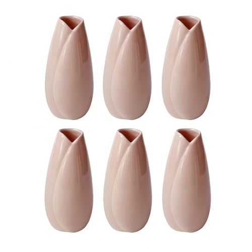 Simple Vase for Flowers Plants, Small Cute Flower Vase for Modern Table Shelf Home Decor Wedding Boho Decor, Farmhouse (6pc-HBP-Pink) - color: 6pc-hbp-pink