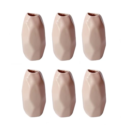 Simple Vase for Flowers Plants, Small Cute Flower Vase for Modern Table Shelf Home Decor Wedding Boho Decor, Farmhouse (6pc-BGZ-Pink) - color: 6pc-bgz-pink