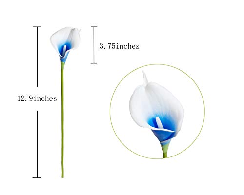 DuHouse 20Pcs Artificial Calla Lily Flower Real Touch Latex Flowers for DIY Wedding Bouquet Party Home Decor (Blue White) - color: Blue White, size: 20pcs