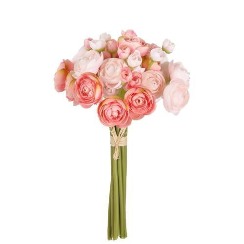 IPOPU Artificial Ranunculus Pink Silk Flowers with Stems 12PCS Mini Fake Flowers for DIY Wedding Bouquet Bridal Shower Decorations Floral Filler Flowers Centerpieces (Shade of Pink) - color: Shade of Pink