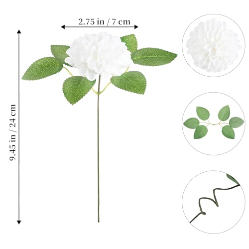 White Dahlia Artificial Flowers,25Pcs Faux Dahlia Flowers Heads Real Looking Foam Roses with Stem for DIY Crafts Wedding Party Office Home Floral Arrangements (White) - color: White