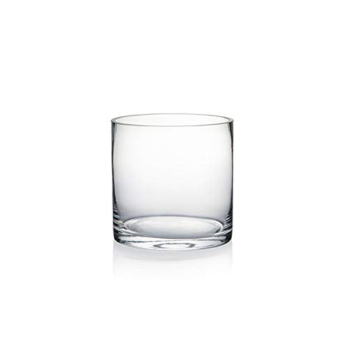 WGV Cylinder Glass Vase, Diameter 5", Height 5", Clear Glass Floral Planter Container, Floating Candle Holder for Wedding Party Event Home Office Decor, 1 Piece - size: 5"x5"H CL