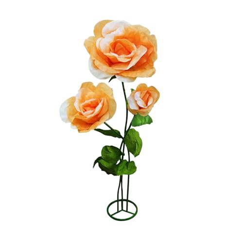 3PCS Large Fake Flowers Realistic Waterproof - Orange Giant 3D Artificial Flower Durable Easy Maintenance Perfect for Home Garden Weddings Events Christmas Graduation Party Decorations - color: 3pcs-roses-orange