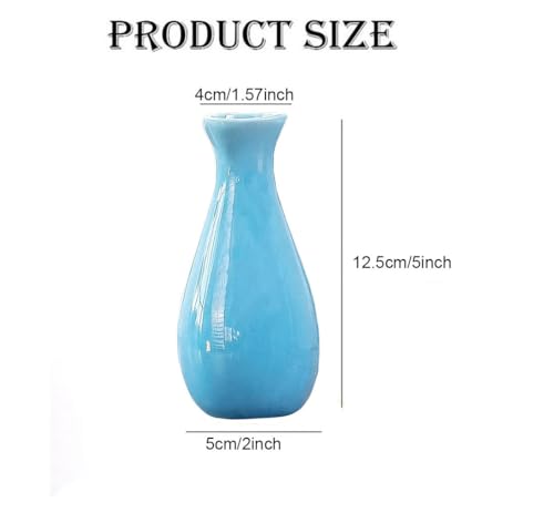 Small Ceramic Bud Vase Flower Single Stem Vase Mini Decorative Floral Holder Home Decorative Floral Centerpiece for Home Decor Centerpiece Wedding Party Table Vase (Blue) - color: Blue