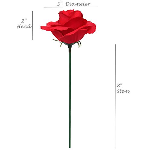 Larksilk Roses Silk Flowers, Real Touch Bulk 50 Pack | Real-touch silk roses, bulk faux rose heads with stems; artificial flowers for wedding, bridal bouquet & centerpiece - color: Beauty