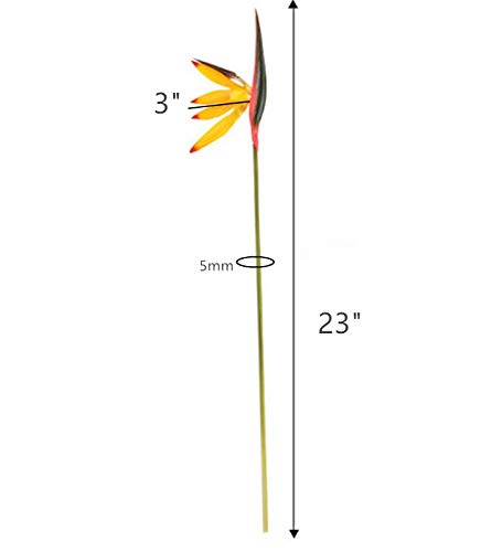 Medium Bird of Paradise 23 Inch,Artificial Flowers Outdoor UV Resistant No Fade Fake Plastic Plants,Flower Stem 5 mm,Artificial Flower Plants Small Flower Arrangement for Home Office 8 Pcs (Yellow)