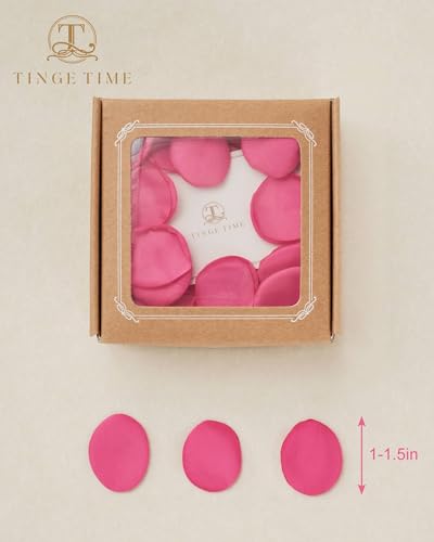 TINGE TIME 200pcs Silk Rose Petals Hot Pink Flower Petals for Wedding, Flower Girl Basket, Aisle Runner, Romantic Dinner Centerpieces, Proposal, Party Confetti - color: Hot Pink