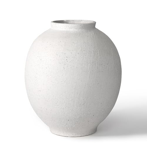 White Ceramic Large Vase - 9.84 Inch Round Modern Ceramic Vases,Tall Vase for Decor Living Room Table Decor and Festive Home Interiors - size: 9.83Inch