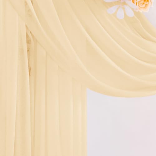 DeZerlor Wedding Arch Draping Fabric 29" x 20 FT Drapes for Backdrop Sheer Curtains for Romantic Bridal Baby Shower Decorations Ceremony Birthday Party Outdoor Events, Champagne - color: Champagne