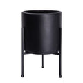D'vine Dev Modern Black Plants Pot Cylinder Planter with Heavy Duty Stand, Medium 10 Inch Pot, 16.3 Inch with Stand Height, 96-T-B-2 - color: Black, size: Medium 10 Inch