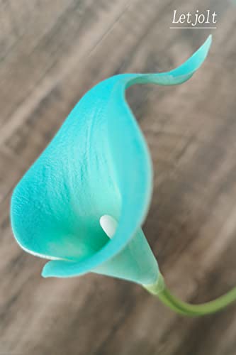 Letjolt Artificial Calla Lily Flowers 12Pcs Peacock Blue Flowers | Fake Flower Bouquet, Faux Calla Lilies, For Home Kitchen Wedding Party - color: Peacock-blue