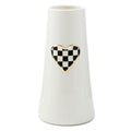 MACKENZIE-CHILDS Ceramic Heart Vase, Unique Decorative Vase, Tall, Black-and-White Courtly Check - size: Tall