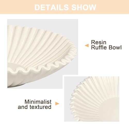 Beige Large Decorative Bowl for Home Decor - Artificial Resin Purse Bowls - color: Beige, size: 10 inch