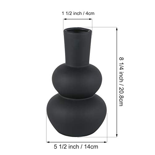 Black Ceramic Vase, Modern Vases for Pampas Grass, Matte Clay Vases for Wedding Decorative for Table, Living Room, Shelf, Bookshelf and Entryway Décor - color: B-black Small Vase