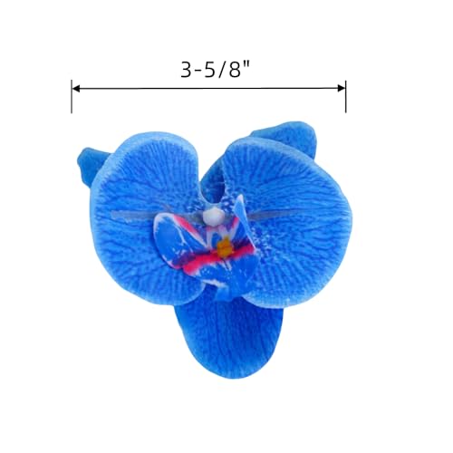Corkwaw 50 Pcs Orchid Petals Artificial Decorations Orchids Heads Flowers Faux Silk Phalaenopsis Butterfly Flower Heads for Handmade DIY Home Wedding Party Decoration (Blue) - color: Blue