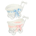 Cabilock Wicker-Look Baby Carriage Basket with Lid, Imitation Rattan Candy Basket for Baby Shower Centerpiece, Wedding Party Table Decor, 10.23 x 5.90 x 3.93 Inch