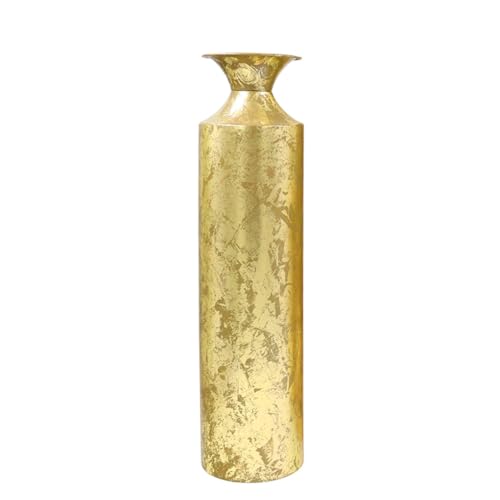 Hosley 21.75" Tall Gold Metal Floor Vase - Decorative Textured Metallic Cylinder for Floral Arrangements, Modern Home Decor & Centerpiece - color: Gold, size: 21.75" High