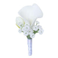 Artificial White Calla Lily Boutonniere for Men Groom Groomsmen Artificial Calla Lily Boutonniere for Wedding Party Prom Homecoming Ceremony Anniversary White Calla Lily Boutonniere - color: White Calla Lily Boutonniere