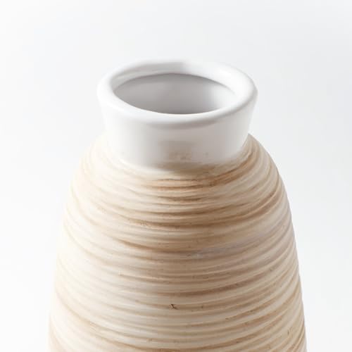 ALMA White Ceramic Vase 11 Inch Tall, Boho Vases for Tulips, Large Table Vase for Pampas Grass in Any Modern Home Decor, Kitchen Table Centerpiece, Shelf, Mantel Decor - color: Tapered-white-11''